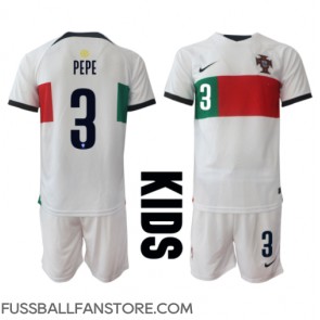 Portugal Pepe #3 Replik Auswärtstrikot Kinder WM 2022 Kurzarm (+ Kurze Hosen)